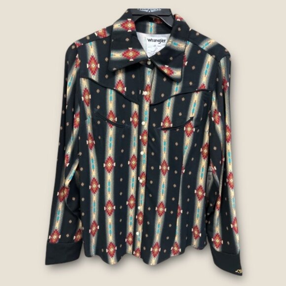 Wrangler x Lainey Wilson Black Checotah Pearl Snap Shirt | Size Large | EUC - Picture 4 of 10